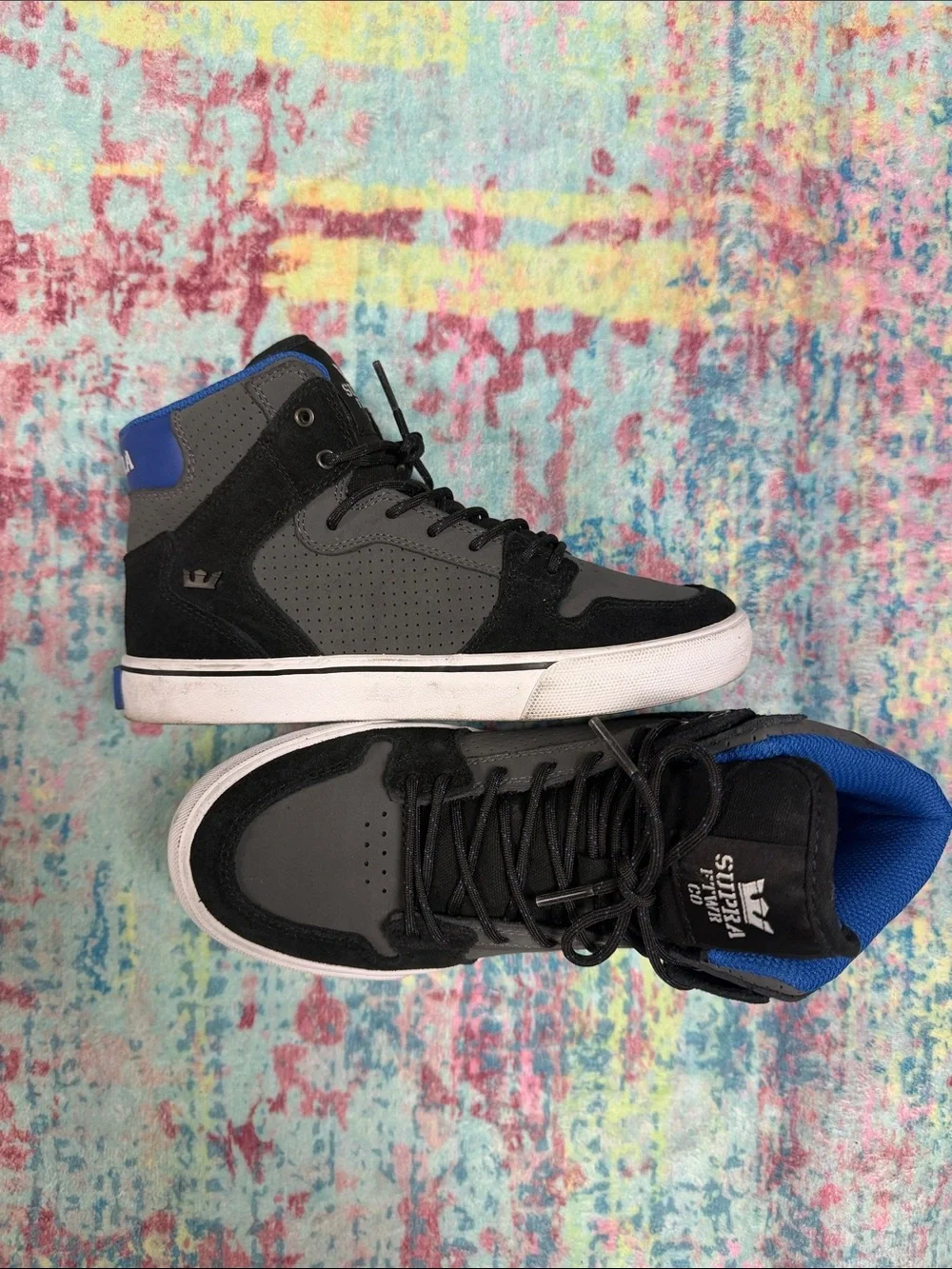 Supra  High-Top Sneakers - Gray, Black & Blue